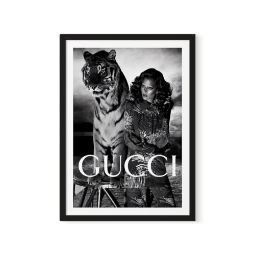 תמונת פוסטר עם מסגרת לבחירה מותגים גוצ׳י נמר GUCCI